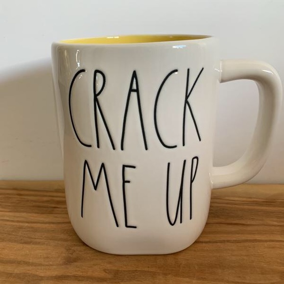Rae Dunn Other - Rae Dunn CRACK ME UP mug with yellow interior